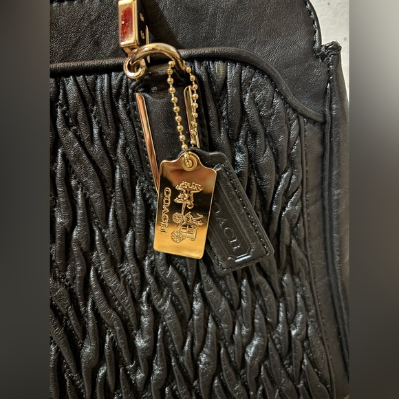 Coach Madison Gathered Twisted Black Satchel - Picture 2 of 9